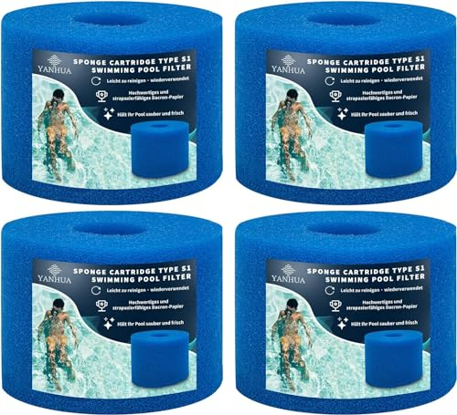 YANHUA Filtre Spa pour Intex S1 Reutilisable, Filtre S1 Spa pour Intex Mousse Filtrante de Piscine (4PCS)