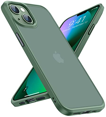 TORRAS für iPhone 13 Hülle Echter Zertifizierter Militärschutz Handyhülle iPhone 13 Case Stoßfest Kratzfest Schutzhülle iPhone 13 mit bunten Tasten Tolle Haptik und Optik Guardian Serie Matt Grün