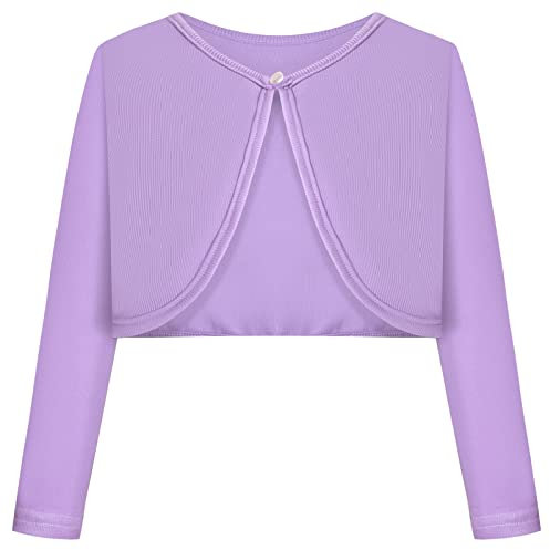 BONNY BILLY Cardigan Bambina Elegante Corto Cotone Bolero Coprispalle Ragazza Manica Lunga 4-5 Anni Viola