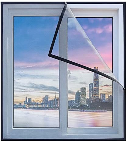Fensterbildschirm-Ersatz-Kit, 55x60cm(21.6x23.6in) Haltbare Polyester-Faser verstellbare Bildschirm Mesh für DIY-Projekt Fenster Bildschirm Tür Bildschirm Ersatz & Reparatur, Schwarz-A