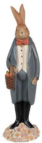 Clayre & Eef Figur Kaninchen 34 cm Braun Blau Polyresin Osterdekoration