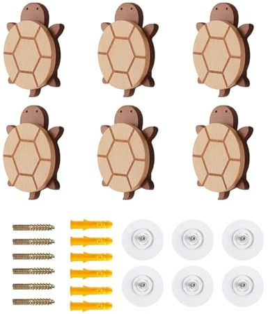 Koomuao Jumuao Kleiderhaken Kinder 6 Stück Wandhaken Holz Haken,Garderobenhaken Kinder,Dekorative Haken in Tierformen Mehrzweckhaken Wall Mounted Hooks, Mützen, Kinderzimmer Deko (A)