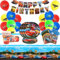 62 Piezas Cars Juego de Vajilla de Fiesta, Vajilla Cumpleaños Infantil Cars, Cars Vajilla de Fiesta Decoracion Incluye Pancarta, Globo, Platos, Vasos de Papel, Manteles y Servilletas - 10 Porciones