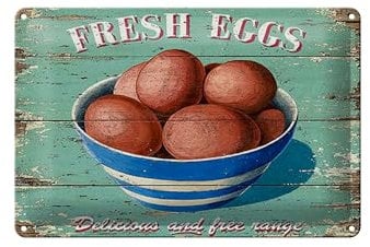 Schild Blech 30x20cm - Made in Germany - Retro fresh eggs Frische Eier Metall Deko Blechschild