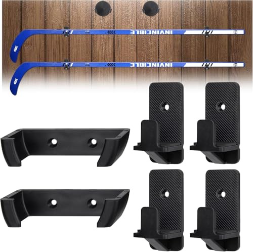 BOOSTEADY 6/12 Pcs Hockey Stick Wall Mount Set,Hockey Stick and Puck Display Holder w/Protective Soft Liner,Ice Hockey Stick Wall Mount for Decor & Storage, Display Game Winning Hockey Stick and Puck