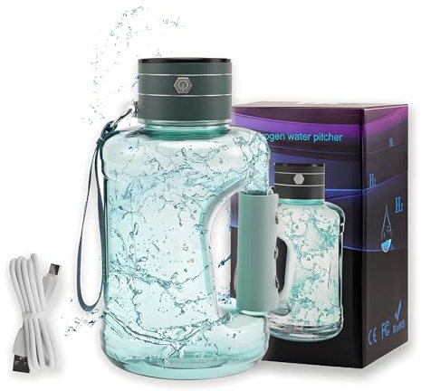 Gevvnss 1.5L/50 Oz Hydrogen Water Bottle with SPE PEM Technology Water Ionizer,Rechargeable Hydrogen Water Generator Improve Water for Home,Office,Travel,Exercise,Peacock Green