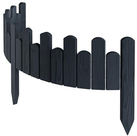 Floranica Bordure Jardin 15 cm, Anthracite, 100cm, clôture Bois Flexible, palissade, Rouleau Bordure, Bord pelouse, clôture enfichable
