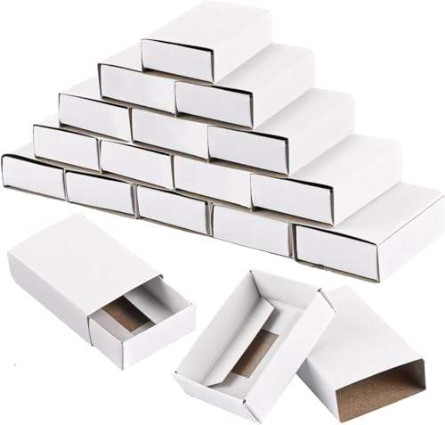 QYDMIN 200 Stück Streichholzschachteln Blanko, 5x3,5x1,5cm Weiß Geschenk Box, Karton Geschenkschachtel für DIY Handwerk, Verpackung Geschenke, Malerei, Schmuck und Snacks (Selbstmontage Erforderlich)