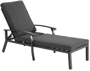 xixiworkshop Lounge Patio Chair mit Baumwollkissen, verstellbare Liege, rostbeständiges Aluminium Poolside Chaise Lounge Möbel, wasserdichtes graues Kissen (1pc) (Dark Grau)