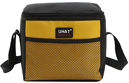 Uhat Adult Cooler Lunch Box Small Cool Bag 5L Dual Compartment Thermal Bag for Work School Day Trip (Yellow)