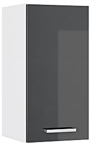 Vicco Hängeschrank R-Line, hängender Küchenschrank, Anthrazit Hochglanz/Weiß, 30 cm