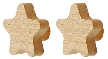 anaan Astro Wandhaken Kinder Garderobenhaken aus Holz Kleiderhaken Wanddeko Modern fürs Baby- und Kinderzimmer skandinavisch (Stern 2er Set)