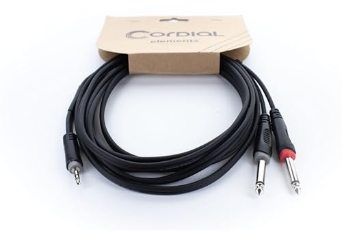 Cordial – Cavo Y‑adapter audio 5 m mini‑jack 3,5 mm stereo a 2 jack 6,3 mm mono nickel‑plated (EY 5 WPP)