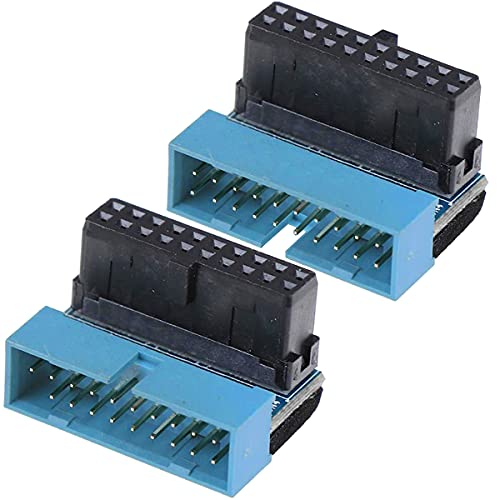 Xiatiaosann USB 3.0 20pin Stecker 90 Grad für ATX Motherboard, 2er-Pack 20-pin Stecker auf 20-pin Buchse, 1 x Up Angled / 1 x Down Angled