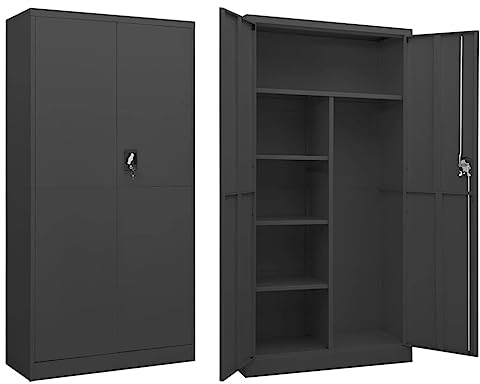 vidaXL Schließfachschrank Umkleideschrank Stahlschrank Lagerschrank Metallschrank Kleiderschrank Aktenschrank Schrank Anthrazit 90x40x180cm Stahl