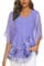 Syphiby Work Blouses for Women Plus Size Tops Ruffle 3/4 Sleeve V Neck Chiffon Dress Shirts Versatile Gorgeous Wedding Evening Office Work Tunic Top Purple-2XL