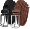 LOVMEAD Elastischer Gürtel Stretchgürtel Geflochten Herren Damen Wert 1 2 Stück, Golf Stoffgürtel Flechtgürtel Dehnbarer (2 Stück-Schwarz+Braun, 115cm/38’’-42’’ für Taillengröße)