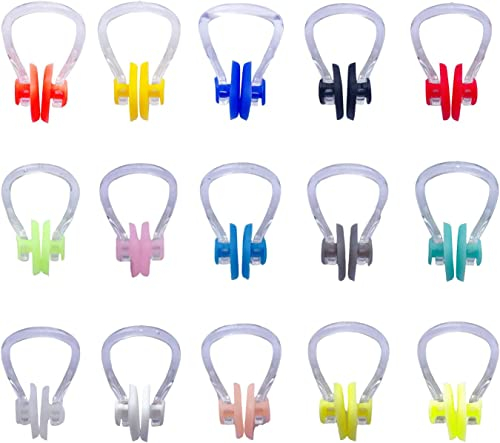 15 Pezzi Tappi per Naso da Nuoto,Nuoto Naso Clip,Per Adulti Per Bambini, Tappo Nasale Da Nuoto.