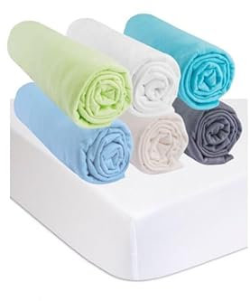 Easy Dort Matelas 70x140 / 140x70 cm Lit Bébé Lit Enfant Bambou + 6 Draps Housse Coton OCÉAN + 2 Alèses Coton | Kit Complet lit bébé | Certifié Oeko-Tex | Fabrication France & UE