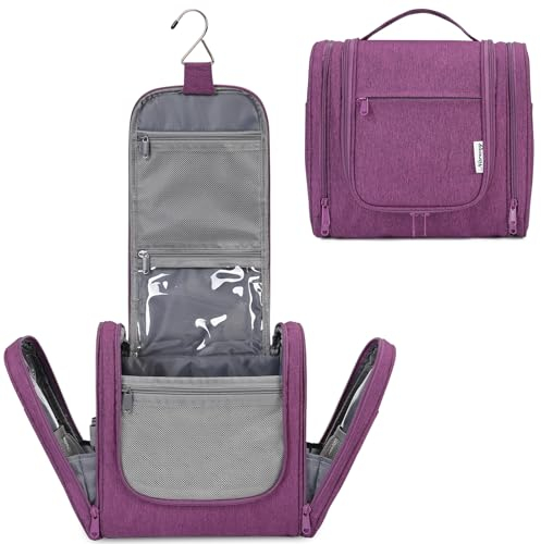 Narwey Trousse de Toilette Grande Sac de Toilette à Suspendre Trousse Maquillage Femme Organisateurs de Toilettes Trousse Toilette (Violet Foncé)
