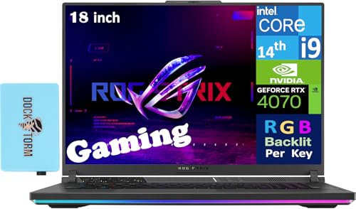 ASUS 2025 ROG Strix G18 Gaming Laptop 18 240 Hz WQXGA Display (Intel i9-14900HX 24-Core, GeForce RTX 4070 8GB, 32GB DDR5, 2TB PCIe SSD, Per Key RGB KYB, Thunderbolt 4, WiFi 6E, Win 11 Pro) w/DKZ Hub
