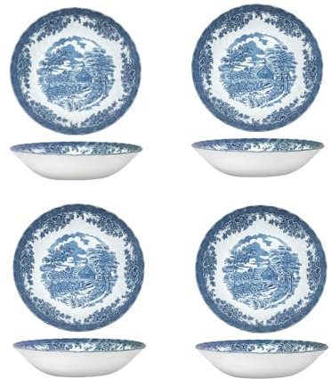 Churchill Brooke Blue Chelsea Pasta Bowl 8.6 Set Of 4, Made In England