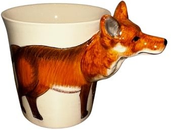Handmade Ceramic Animal Mug, Fox Design - Unique, Hand-Painted Coffee Cup with Fun 3D Handle - Durable & Dishwasher Safe - Cute Autumn Mugs, Ideal Christmas & Birthday Gift for Animal Lovers
