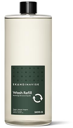 Skandinavisk Skog 'Wald' Nachfüllpackung für Hand- und Körperwaschmittel, Duftnoten: Kiefernnadeln und Tannenzapfen, Birkensaft und Maiglöckchen, 1L.