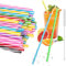 Reusable Plastic Straws 50pcs, Candy-Striped Drinking Straws with Cleaning Brush, Drinking Straws for Smoothies, Juice, Cocktail, Hot Drink (Multicolor-50)