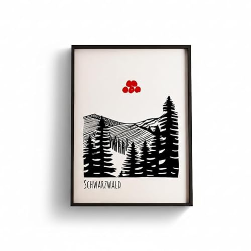 Generisch Schwarzwald Bild Bollenhut KUNSTDRUCK Schwarzwald Deko Schwarzwald Druck Handgedruckt / 1. AUFLAGE (Limitiert 15. Stück)
