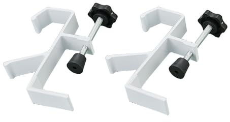 Spotact Aluminum Adjustable Table Clamp Under Desk Hooks, White, 2 Pcs | 22 LBS Load, Height Adjust, Non-Slip, No Tools Install, for Office, School, for Headphone, Bag, Hat, Key, Vacuum Cup