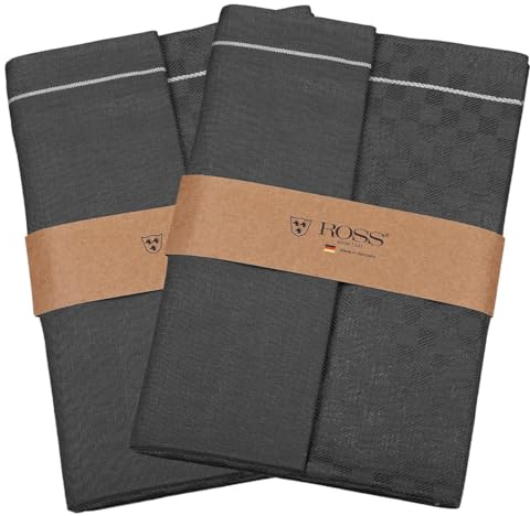 Ross - Halbleinen - 4 X Geschirrtuch im Set (Anthrazit)