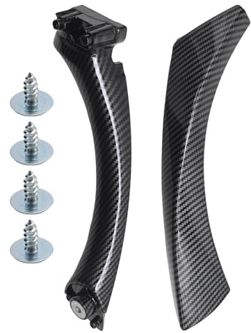Ollanoos Door Panel Handle Pull Trim Left, Carbon Fiber, Replacement for BMW E90 E91 316 318 320 325 328 330 335
