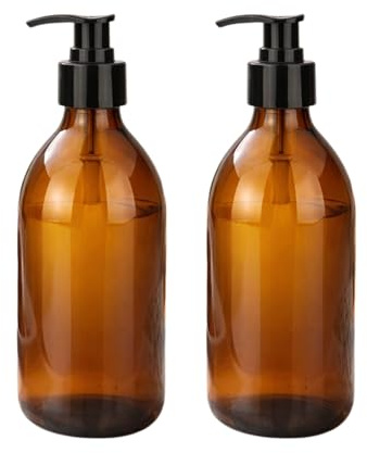 mikken 2 Seifenspender 250 ml Lotionspender Shampooflaschen Braunglas lebensmittelecht inkl. Beschriftungsetiketten
