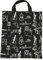 Punk Damen Handtasche, Baumwolle, Einkaufstasche, mit Notenschlüssel, Noten und Musikinstrumente, 36 x 41 cm Muiscal instruments black