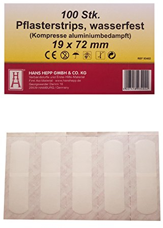 100 Pflasterstrips 19 x 72 mm Kompresse aluminiumbedampft