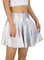 HDE Damen Glänzend Flüssig Metallic Holographisch Plissee Ausgestellt Mini Skater Rock, silber, XX-Large