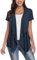 EXCHIC Abiti Manica Corta a Maniche Corte con Bordo Anteriore Aperto da Donna (2XL, Blu Navy)