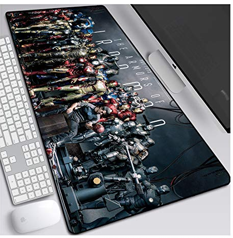 Iron Man Tapis de Souris Gaming XXL, 900x400mm, Anime Mouse Pad - Surface spéciale améliore la Vitesse et la précision, 3mm Base en Caoutchouc Antidérapant Surface-pour Ordinateur et PC, E