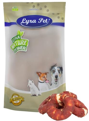 Lyra Pet® 1 kg Kauringe mit Entenbruststreifen | Fettarmer Kausnack | Leckerli aus Rind & Ente für Hunde | Langer Kaugenuss | Gut verträgliches Hundefutter | Wiederverschließbarer Beutel