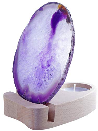 Achatscheibe gefärbt Teelichthalter Edelsteinteelicht Teelicht (Lila)