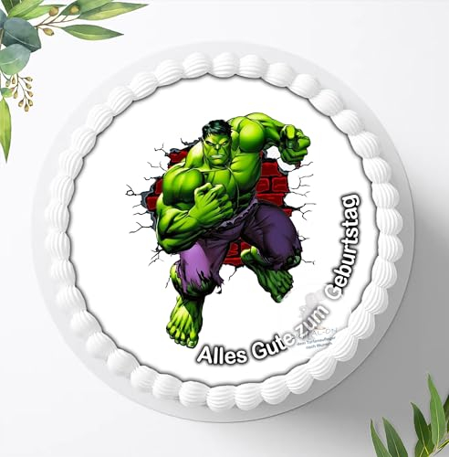 Für den Geburtstag ein Tortenbild, Zuckerbild mit dem Motiv: Hulk, Essbares Foto für Torten, Tortenbild, Tortenaufleger Ø 20cm 6301aa