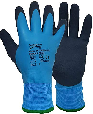 1X Pair Thermal Waterproof Winter Cold Gloves Latex Insulated Safety Work Gloves Winter Cold Freezer Blue (XL)