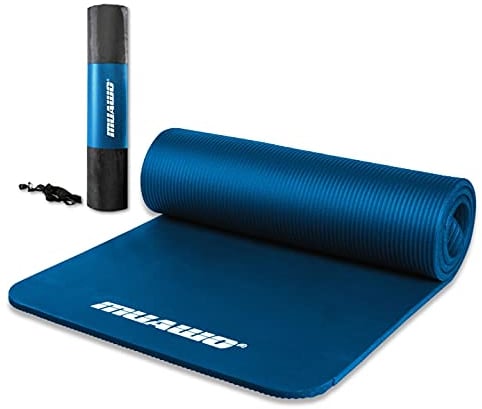 Muawo Premium Sportmatte und Fitnessmatte, perfekt als Yogamatte, Gymnastikmatte, Trainingsmatte | rutschfest | extra-dick & extra-lang | 190 cm Länge x 100 cm Breite x 1,5 cm Dicke (Dunkelblau)