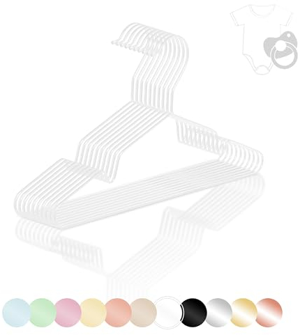 ROW&LINE® – Kinder Bügel (30 cm) – 10 Stück (weiß matt) – platzsparende Kinderkleiderbügel für Kinder – belastbar mit Schwerer Kleidung – Bügel für Ordnung & einheitliche Optik im Kleiderschrank
