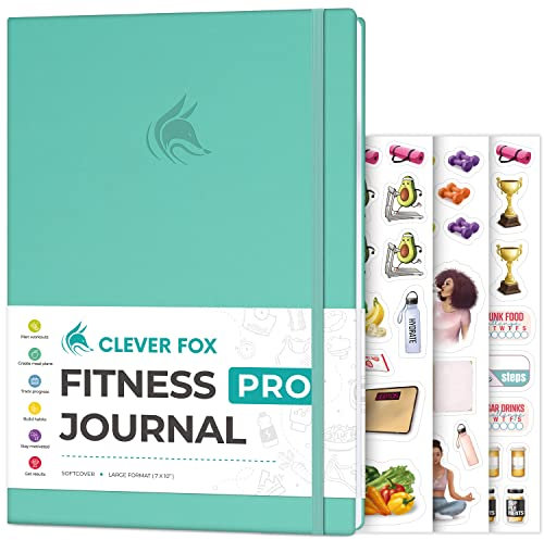 Clever Fox Fitness Journal PRO – Workout Plan with Meal Planner & Habit Tracker – Exercise Log Book – Fitness Planner, 6 Months (Turquoise)