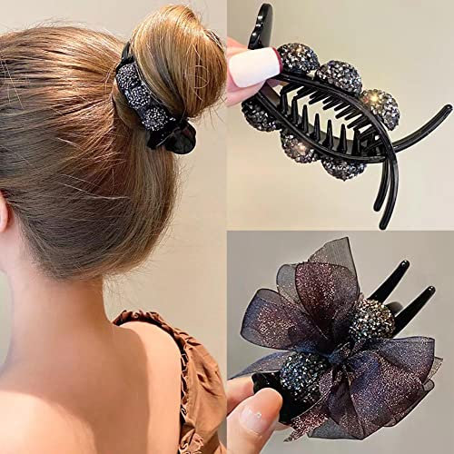 Carufin 2 Pz Artiglio Dei Capelli Arco Nero Clip Per Capelli antiscivolo Artiglio Clips Accessori Per Capelli Regalo Giornaliero Del Partito per Donne e Ragazze