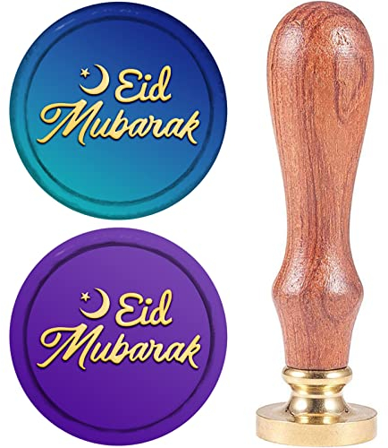 craspire Eid Mubarak Wachssiegel-Stempel, 25 mm, Stern-Mond-Buchstabe, Symbol, Retro-Holz, Abnehmbarer Messingkopf, Für Hochzeitseinladungen, Umschläge, Halloween