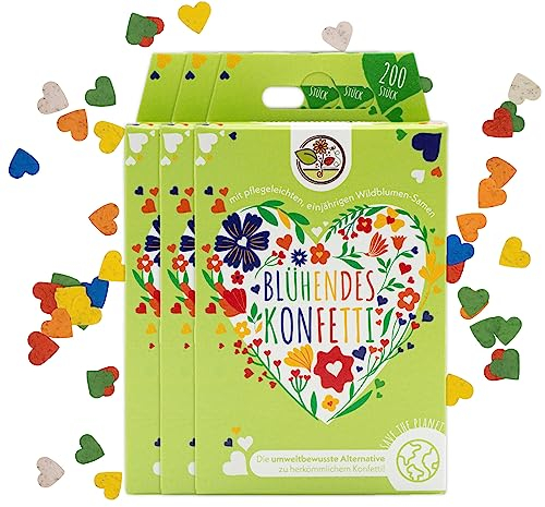 Confettis de graines fleuries pour fleurs sauvages multicolores - Confettis de fleurs colorés en papier à graines 100% biodégradable (env. 600 pièces)