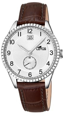LOTUS Herrenuhr 18322/E Outlet Edelstahlgehäuse 316l Silber Lederarmband Braun, silber, Streifen